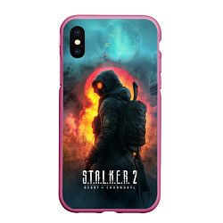 Чехол iPhone XS Max матовый Stalker 2 радиоактивный дым, цвет: 3D-малиновый