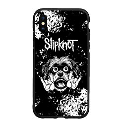 Чехол iPhone XS Max матовый Slipknot рок пес, цвет: 3D-черный