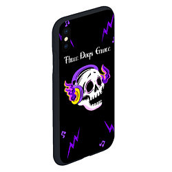 Чехол iPhone XS Max матовый Three Days Grace неоновый череп, цвет: 3D-черный — фото 2