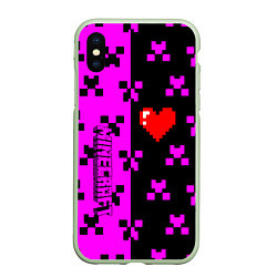 Чехол iPhone XS Max матовый Minecraft love game, цвет: 3D-салатовый