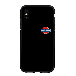 Чехол iPhone XS Max матовый Nissan logo steel, цвет: 3D-черный