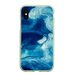 Чехол iPhone XS Max матовый Водные вихри - абстракция, цвет: 3D-салатовый