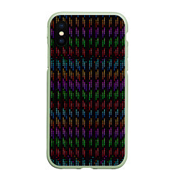 Чехол iPhone XS Max матовый Разноцветные точки на чёрном фоне, цвет: 3D-салатовый