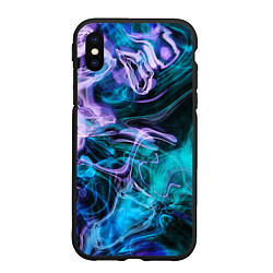 Чехол iPhone XS Max матовый Цветной дым текстура, цвет: 3D-черный