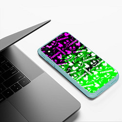 Чехол iPhone XS Max матовый Fortnite краски кислота, цвет: 3D-мятный — фото 2