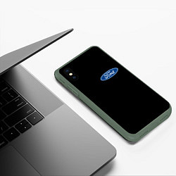 Чехол iPhone XS Max матовый FORD logo auto, цвет: 3D-темно-зеленый — фото 2