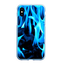 Чехол iPhone XS Max матовый Синий огонь текстура, цвет: 3D-голубой