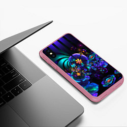 Чехол iPhone XS Max матовый Оптический фрактальный цветок, цвет: 3D-малиновый — фото 2