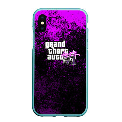 Чехол iPhone XS Max матовый GTA 6 vice city брызги красок неон, цвет: 3D-мятный