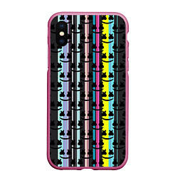 Чехол iPhone XS Max матовый Marshmello dj pattern line, цвет: 3D-малиновый