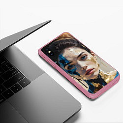 Чехол iPhone XS Max матовый Art портрет, цвет: 3D-малиновый — фото 2