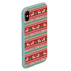 Чехол iPhone XS Max матовый Deer christmas pattern, цвет: 3D-мятный — фото 2