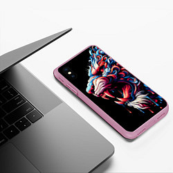 Чехол iPhone XS Max матовый Фантазийный красочный тигр - ирезуми, цвет: 3D-розовый — фото 2