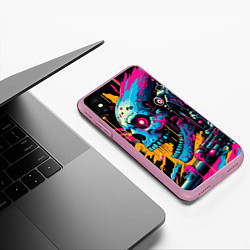 Чехол iPhone XS Max матовый Cool cyber skull - ai art, цвет: 3D-розовый — фото 2