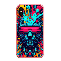 Чехол iPhone XS Max матовый Cyber dude with glasses - blots, цвет: 3D-баблгам