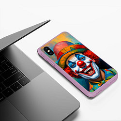 Чехол iPhone XS Max матовый Нейросеть - безумный клоун, цвет: 3D-сиреневый — фото 2