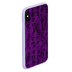 Чехол iPhone XS Max матовый Purple dragon - hieroglyphics, цвет: 3D-светло-сиреневый — фото 2