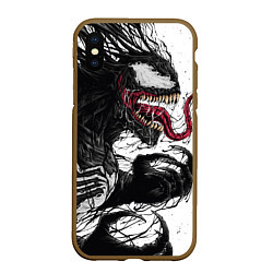 Чехол iPhone XS Max матовый Venom - Symbiot, цвет: 3D-коричневый