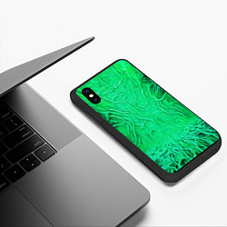 Чехол iPhone XS Max матовый Зелёный симбионт абстракция, цвет: 3D-черный — фото 2