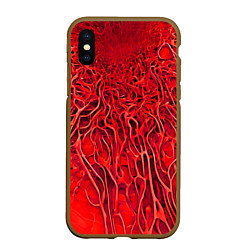 Чехол iPhone XS Max матовый Красный симбионт абстракция, цвет: 3D-коричневый