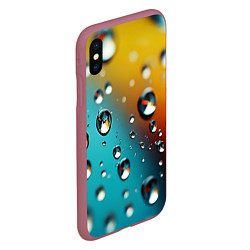 Чехол iPhone XS Max матовый Крупные капли на цветном фоне, цвет: 3D-малиновый — фото 2