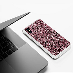 Чехол iPhone XS Max матовый Тёмно-красный узоры мандала, цвет: 3D-белый — фото 2