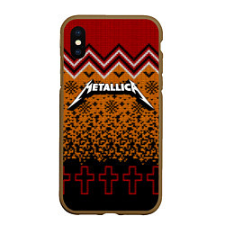 Чехол iPhone XS Max матовый Metallica christmas ugly sweater, цвет: 3D-коричневый