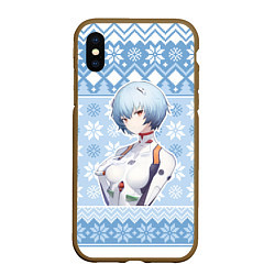 Чехол iPhone XS Max матовый Rei christmas sweater Evangelion