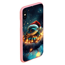 Чехол iPhone XS Max матовый Новогодняя змея в гирлянде, цвет: 3D-баблгам — фото 2