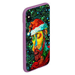 Чехол iPhone XS Max матовый Ded Moroz: pop-art-brut-nouveau pointillism, цвет: 3D-фиолетовый — фото 2