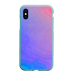 Чехол iPhone XS Max матовый Сине фиолетовый градиент, цвет: 3D-мятный