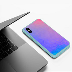 Чехол iPhone XS Max матовый Сине фиолетовый градиент, цвет: 3D-мятный — фото 2