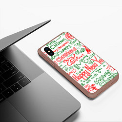 Чехол iPhone XS Max матовый Новогодняя атмосфера merry christmas, цвет: 3D-коричневый — фото 2