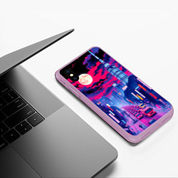 Чехол iPhone XS Max матовый Яркий японский мегаполис, цвет: 3D-сиреневый — фото 2