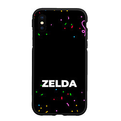 Чехол iPhone XS Max матовый Zelda конфети, цвет: 3D-черный