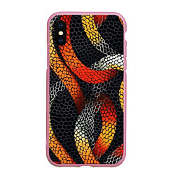 Чехол iPhone XS Max матовый В змеях, цвет: 3D-розовый