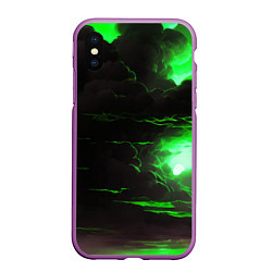 Чехол iPhone XS Max матовый Кислотный зелёный закат, цвет: 3D-фиолетовый