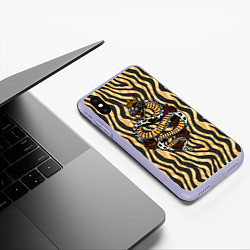 Чехол iPhone XS Max матовый Королевская кобра, цвет: 3D-светло-сиреневый — фото 2