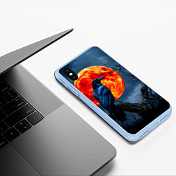 Чехол iPhone XS Max матовый Ворон на закате, цвет: 3D-голубой — фото 2