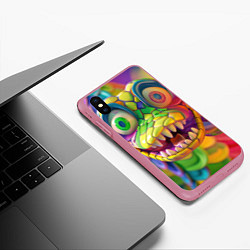 Чехол iPhone XS Max матовый Радужная змея, цвет: 3D-малиновый — фото 2