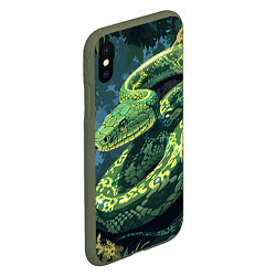 Чехол iPhone XS Max матовый Змея на дереве, цвет: 3D-темно-зеленый — фото 2