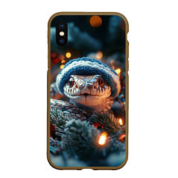 Чехол iPhone XS Max матовый Маленькая змейка в шапочке, цвет: 3D-коричневый