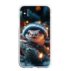 Чехол iPhone XS Max матовый Маленькая змейка в шапочке, цвет: 3D-белый