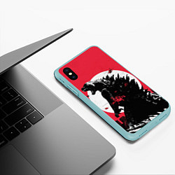 Чехол iPhone XS Max матовый Godzilla destroys the city, цвет: 3D-мятный — фото 2