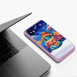 Чехол iPhone XS Max матовый Новогодняя змея символ 2025 года, цвет: 3D-сиреневый — фото 2