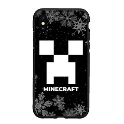 Чехол iPhone XS Max матовый Снежный Minecraft, цвет: 3D-черный