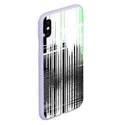 Чехол iPhone XS Max матовый Зелёно-чёрный гранж на белом фоне, цвет: 3D-светло-сиреневый — фото 2