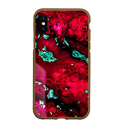 Чехол iPhone XS Max матовый Абстракция красно-голубая, цвет: 3D-коричневый