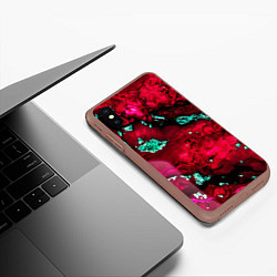 Чехол iPhone XS Max матовый Абстракция красно-голубая, цвет: 3D-коричневый — фото 2