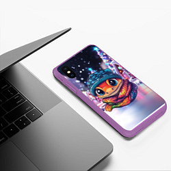 Чехол iPhone XS Max матовый Маленькая милая змейка 2025, цвет: 3D-фиолетовый — фото 2